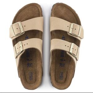 Birkenstock Arizona Soft Footbed Nubuck Leather Sandcastle 40 9-9.5